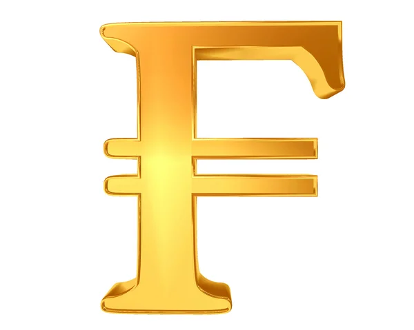 Currency symbol French franc on a white background — Stock Photo, Image