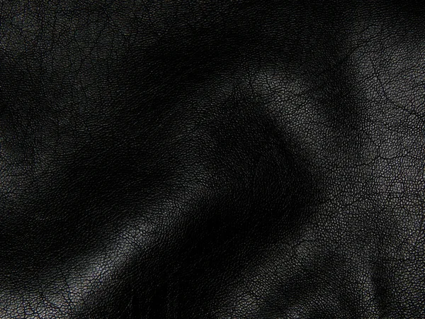 Textura de couro preto genuíno close-up — Fotografia de Stock
