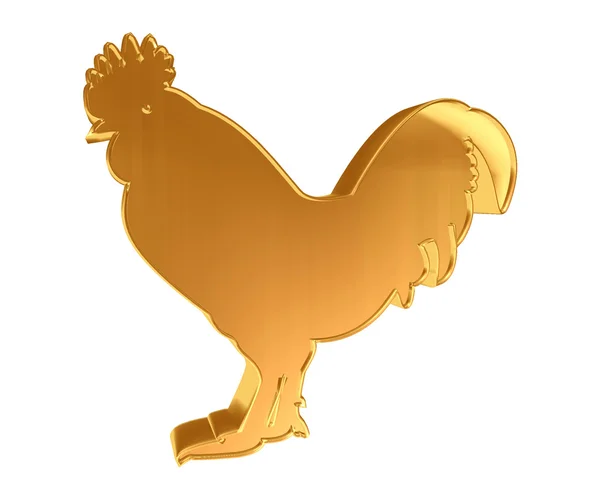 Silhouette d'un coq doré sur fond blanc — Photo