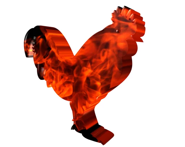 Silhouette de coq de feu sur fond blanc — Photo