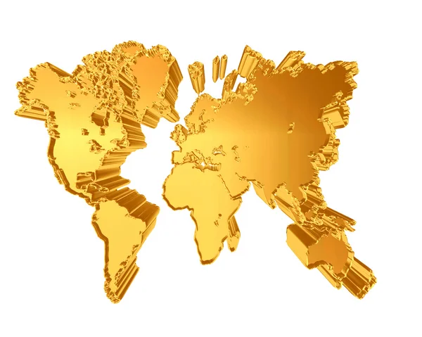 Golden world map on a white background — Stock Photo, Image
