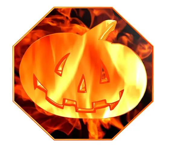 3d illustration. Fire pumpkin on a white background — Stock Photo, Image