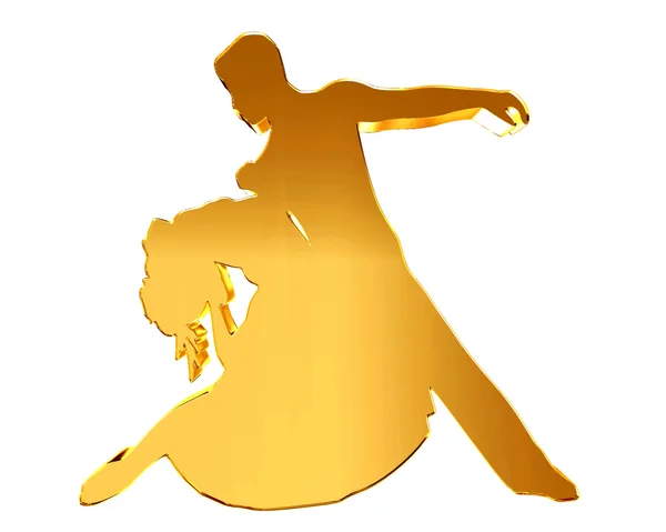 Gold silhouettes of dancing people on a white background — Stock Photo, Image