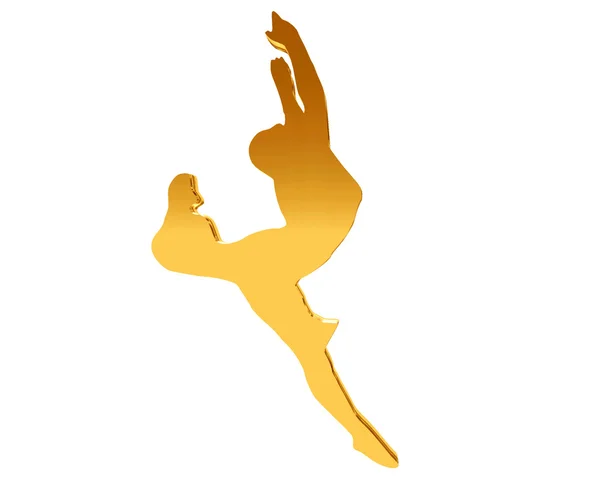 Gold silhouettes of dancing people on a white background — Stock Photo, Image