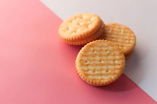 Biscoitos caseiros na cor de fundo close-up — Fotografia de Stock