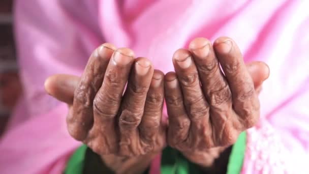 Tutup wanita senior berdoa di ramadan — Stok Video