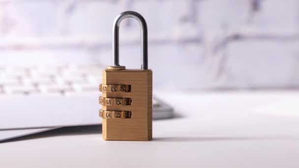 Internet safety concept with padlocked on computer keyboard — Stock Video