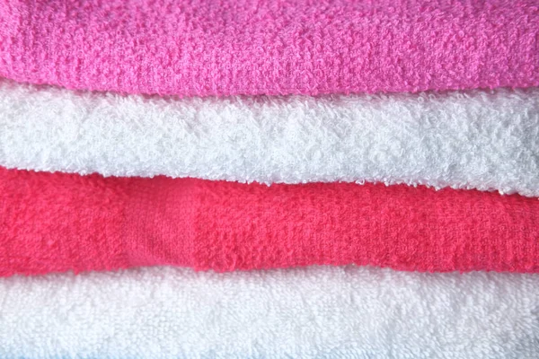 Close up of stack of shower towel on table. — Stock Photo, Image