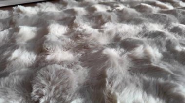 Yumuşak, beyaz kürk dokusunun yakın çekimi.