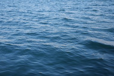 Yumuşak dalgalar, sakin okyanus yüzeyine ritmik olarak çarpar..