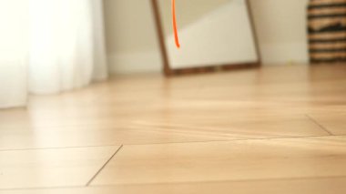 Sessiz bir odada yere ketçap döküldü.,