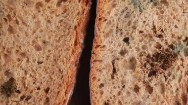 Bir tarafında küf olan iki parça ekmek gösterilir..