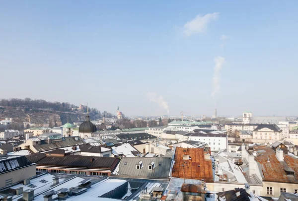 New Salzburg Skyline Winter Day Viewed Kapuzinerberg Mountain Austria — Stock Photo, Image