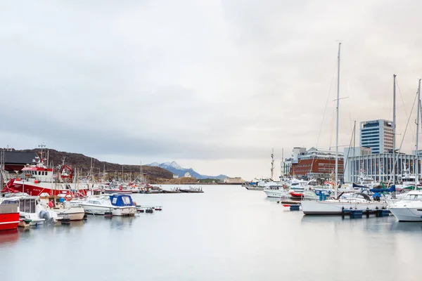 Barcos Son Fotografiados Amarrados Puerto Bodo Noruega — Foto de Stock