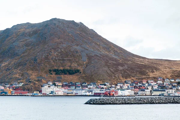 Honningsvag Coastline Città Portuale Norvegese Honningsvag Vista Dal Mare Barents — Foto Stock