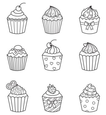 cupcake vektör ayarla