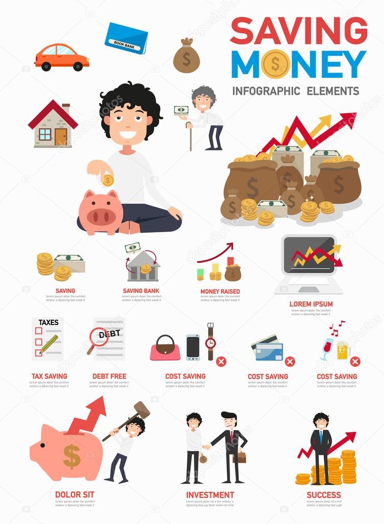 Saving money infographics vector