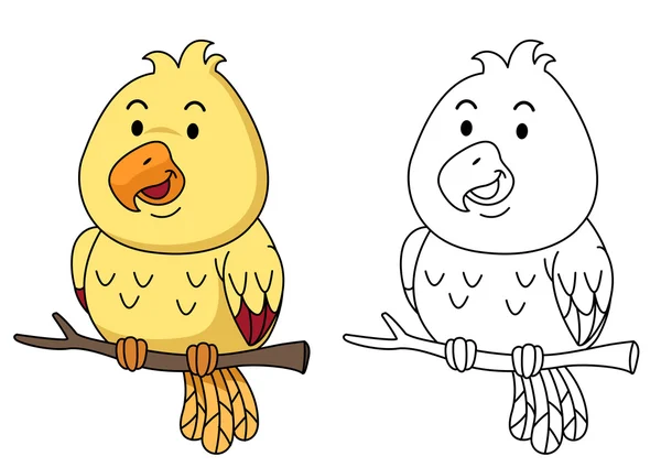 Ilustração de livro de colorir educativo -pássaro — Vetor de Stock