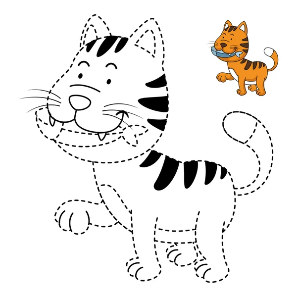 Illustration av pedagogiska spel för barn och färgsätta bok-katt — Stock vektor