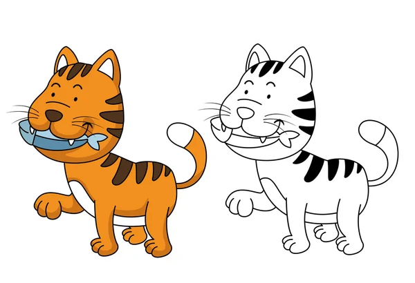 Ilustração de educativo colorir livro-gato — Vetor de Stock