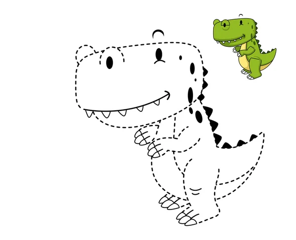 Illustrazione di gioco educativo per bambini e colorazione book-dino — Vettoriale Stock