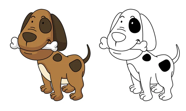 Ilustración del libro-perro educativo para colorear — Vector de stock