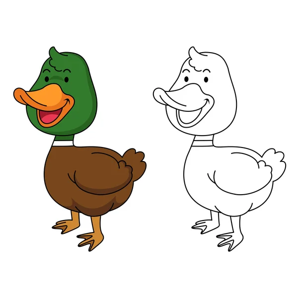 Illustration de coloriage éducatif livre-canard — Image vectorielle