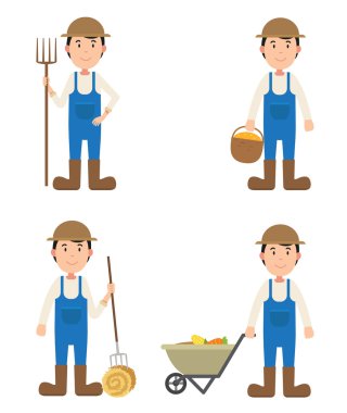 Çiftçi karakter, izole illüstrasyon.