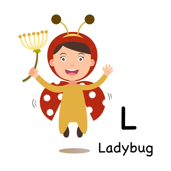 Alphabet Letter L-ladybug,vector — Stock Vector