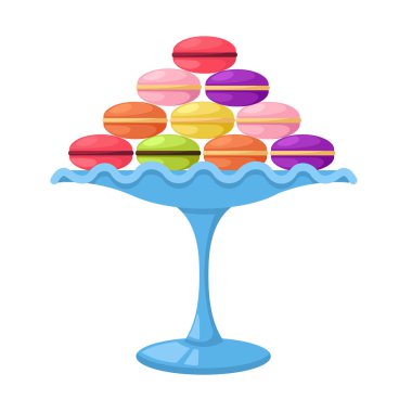 bir cam pastası macarons vektör standı