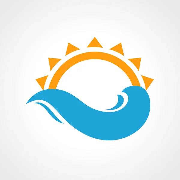 Atardecer y olas del mar icono — Vector de stock