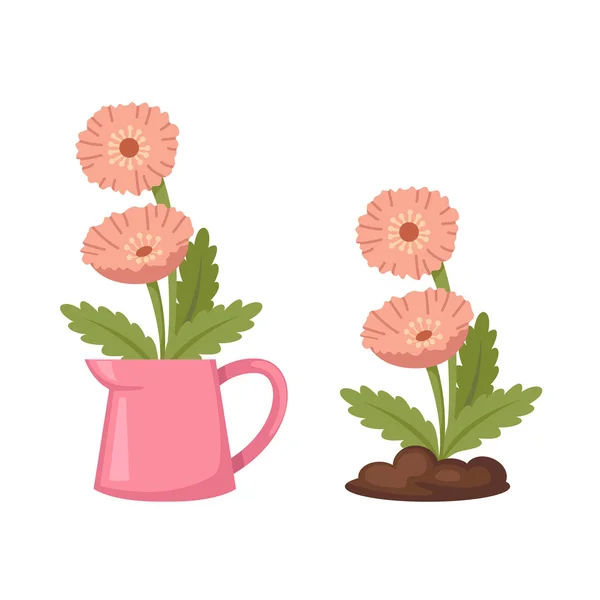 Bloemen in vaas vector — Stockvector