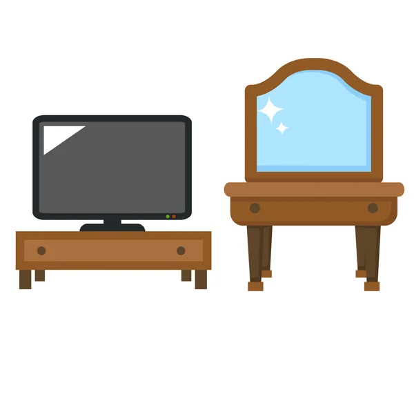 LCD TV-vel, fésülködő asztal vektor — Stock Vector