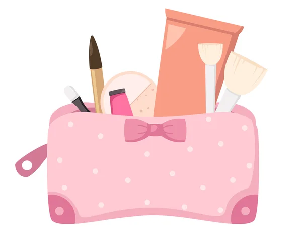 Trucco borsa con cosmetici, illustrazione — Vettoriale Stock