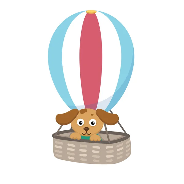 Illustratie van geïsoleerde hond met ballon op witte achtergrond — Stockvector
