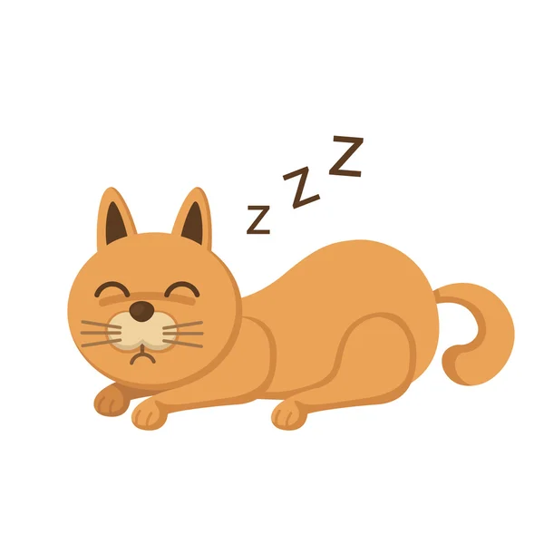 Ilustración de gatito lindo aislado en dormir fondo blanco — Vector de stock