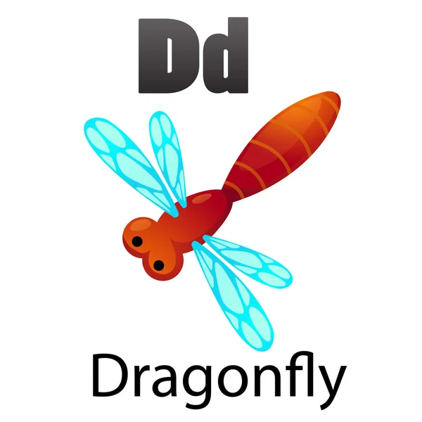 Lettre alphabet D-Dragonfly — Image vectorielle