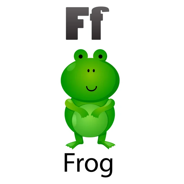 Alphabet letter F-Frog — Stock Vector