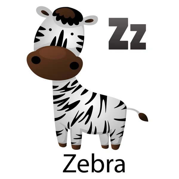 Alfabe harf Z-Zebra — Stok Vektör