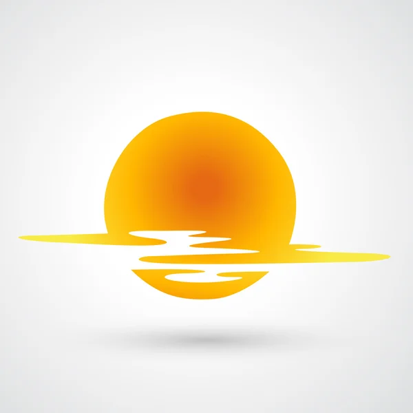 Atardecer y olas del mar icono — Vector de stock