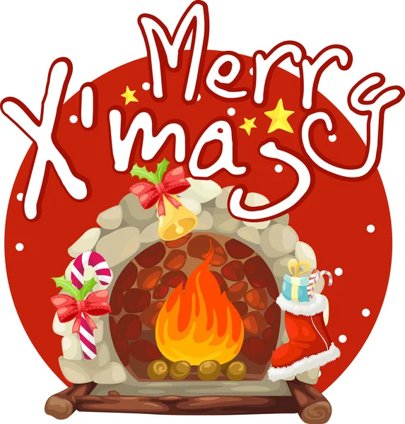Fireplace merry christmas vector — Stock Vector
