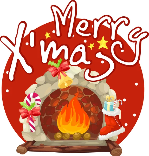 Chimenea feliz vector de Navidad — Vector de stock