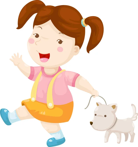 Woman walking dog vector — Stock Vector