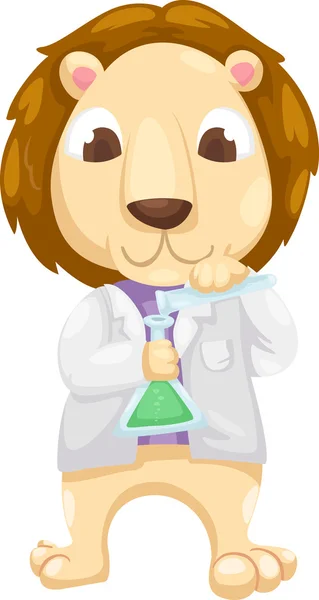 Scientist lion vector — Stock Vector