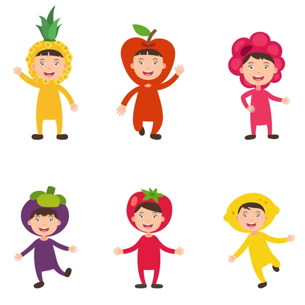 Costumes fruit kids vector — Stock Vector