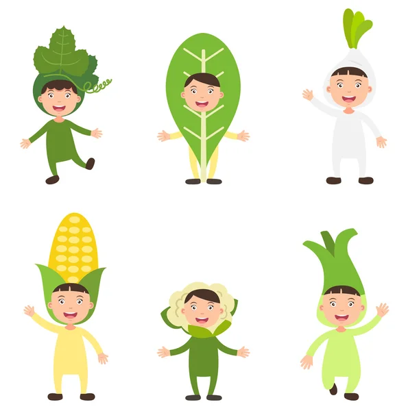 Costumes légumes enfants vecteur — Image vectorielle