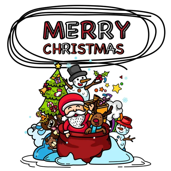 Hand Drawn Santa Claus Happy New Year Merry Christmas Illustration — Stock Vector