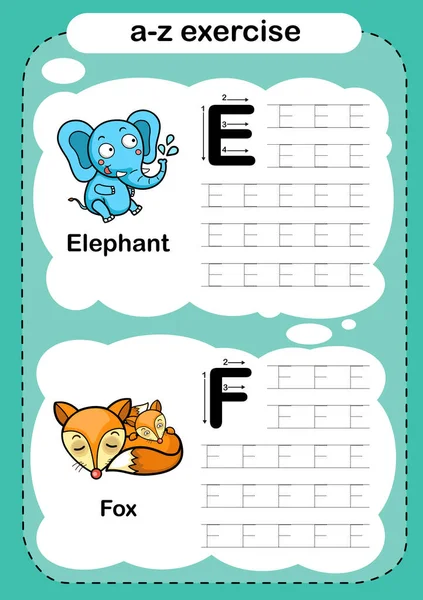Alphabet Letter Exercise Cartoon Vocabulary Illustration Vector — Stock Vector