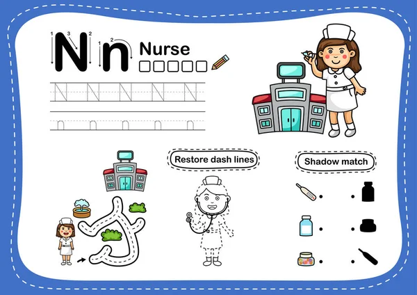 แบบฝ กษร Nurse วยค การ ภาพวาด เวกเตอร — ภาพเวกเตอร์สต็อก