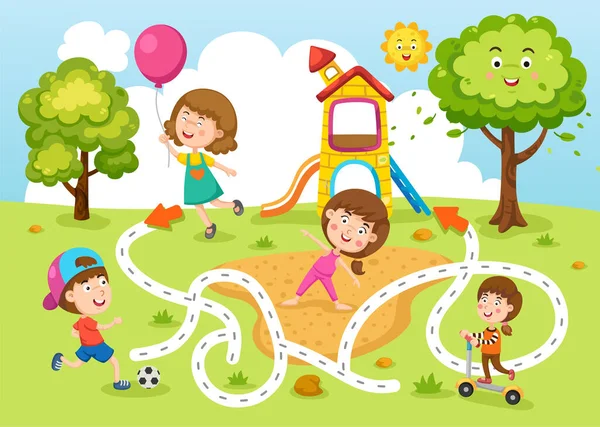 Laberinto Educativo Juego Para Niños Ilustración — Vector de stock